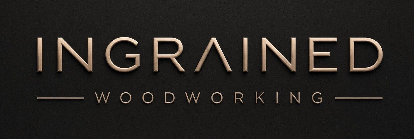 Logo reading “INGRAINED WOODWORKING” on a dark background