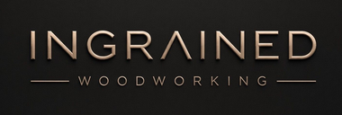 Logo reading “INGRAINED WOODWORKING” on a dark background
