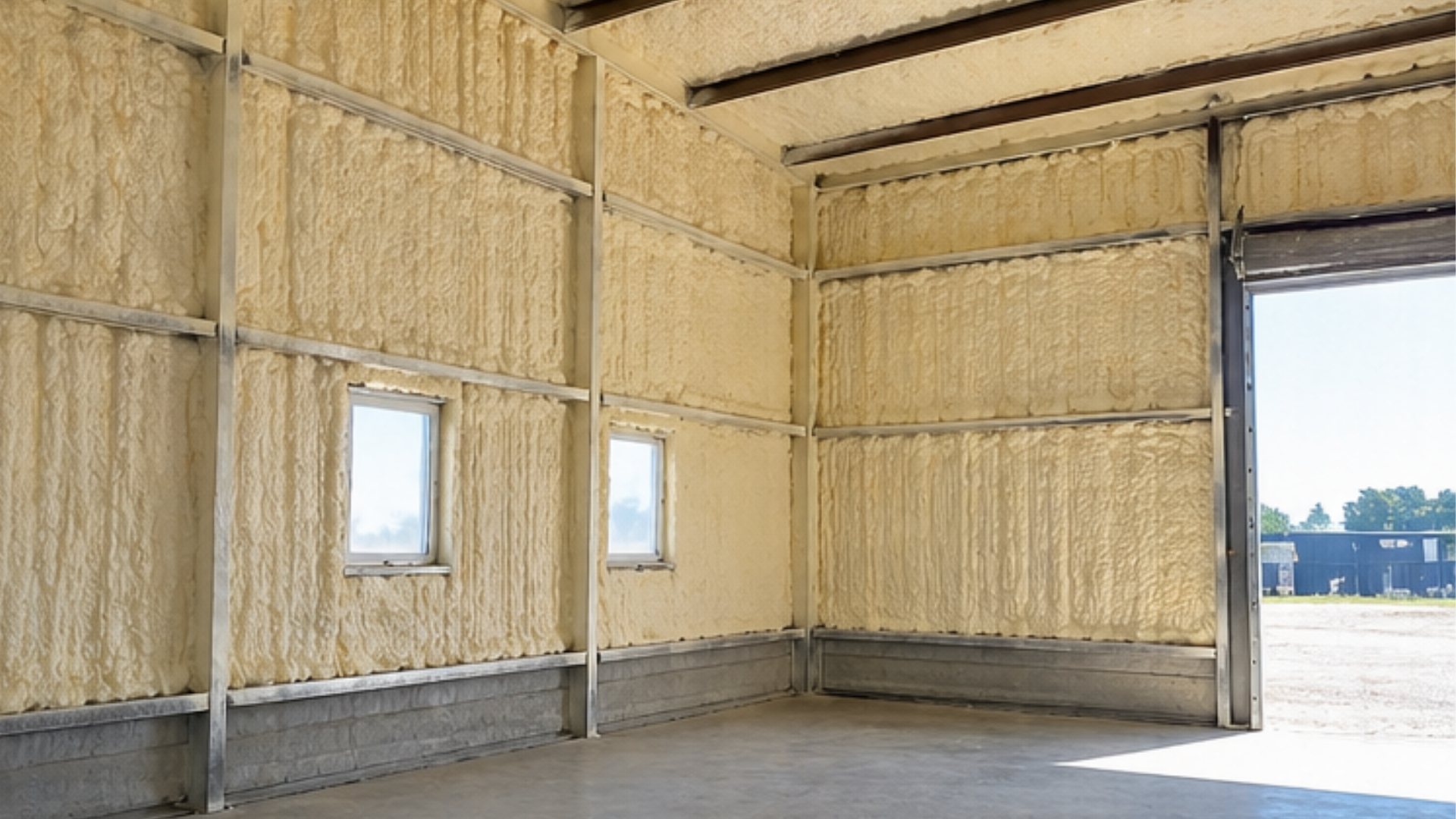 Spray foam application improving insulation in metal building walls