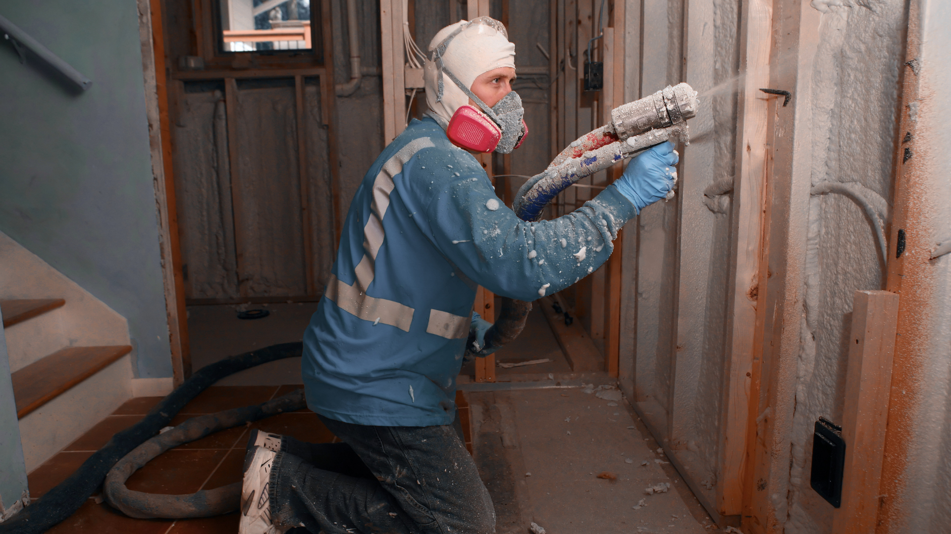 Commercial spray foam insulation improving energy efficiency building