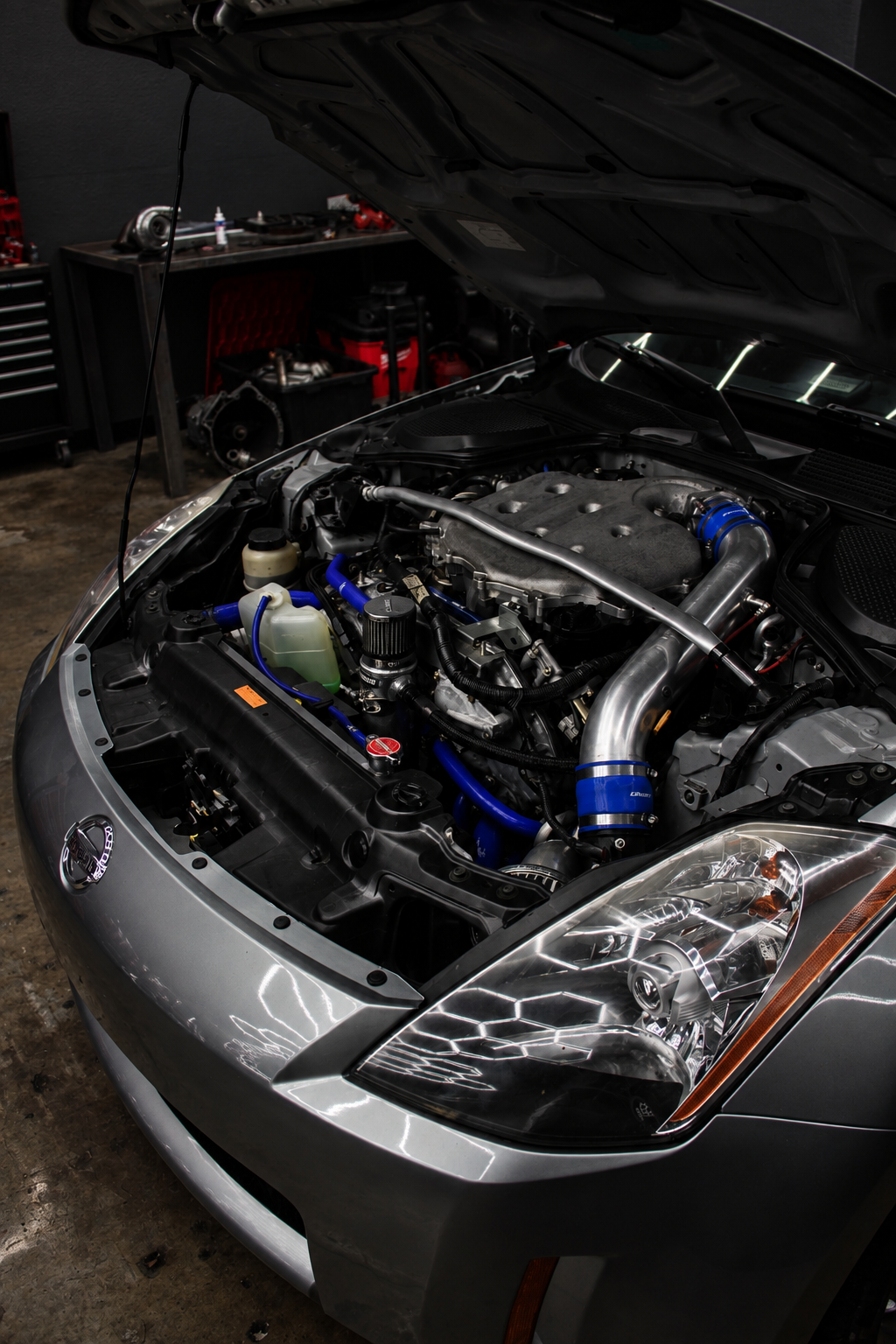 Engine bay detail on a car at CD Autoworks