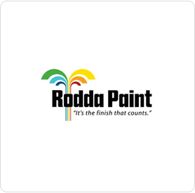 The logo for rodda paint says it 's the finish that counts.