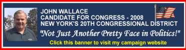 John Wallace, candidate for Congress, banner with photo and slogan,