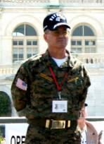 Man in camouflage uniform and