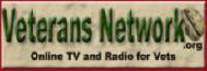 Veterans Network logo with green text on a tan background, red border.