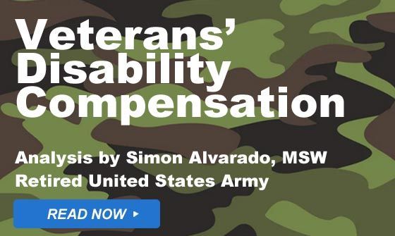 Text about Veterans' Disability Compensation on a camouflage background.