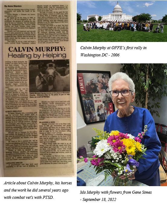 Newspaper article and photos of Calvin Murphy, his horses, and a woman holding flowers.