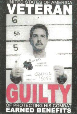 Mugshot-style graphic: Veteran labeled