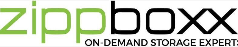 A logo for zippboxx on demand storage experts - dons demolition