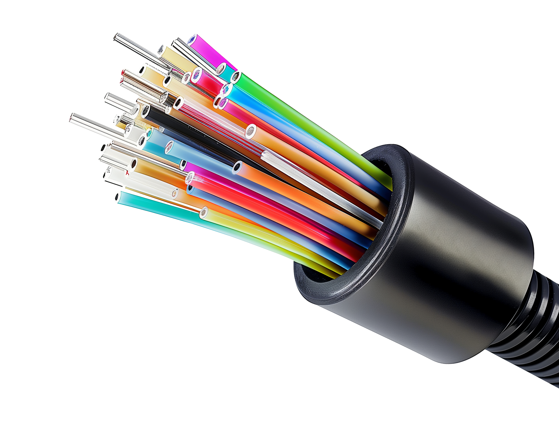 Un tas de fils colorés sortent d'un tube noir.
