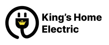 King’s Home Electric logo with black plug icon and gold crown on white background
