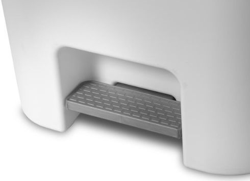 White trash can with a foot pedal.