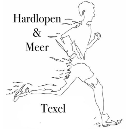 Silhouet van een hardloper met een gefragmenteerd ontwerp; links staat de tekst