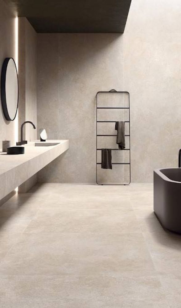 A Bathroom With Two Sinks, A Bathtub, A Mirror And A Towel Rack — Corrimal Ceramic Tiles Pty Ltd in Corrimal, NSW