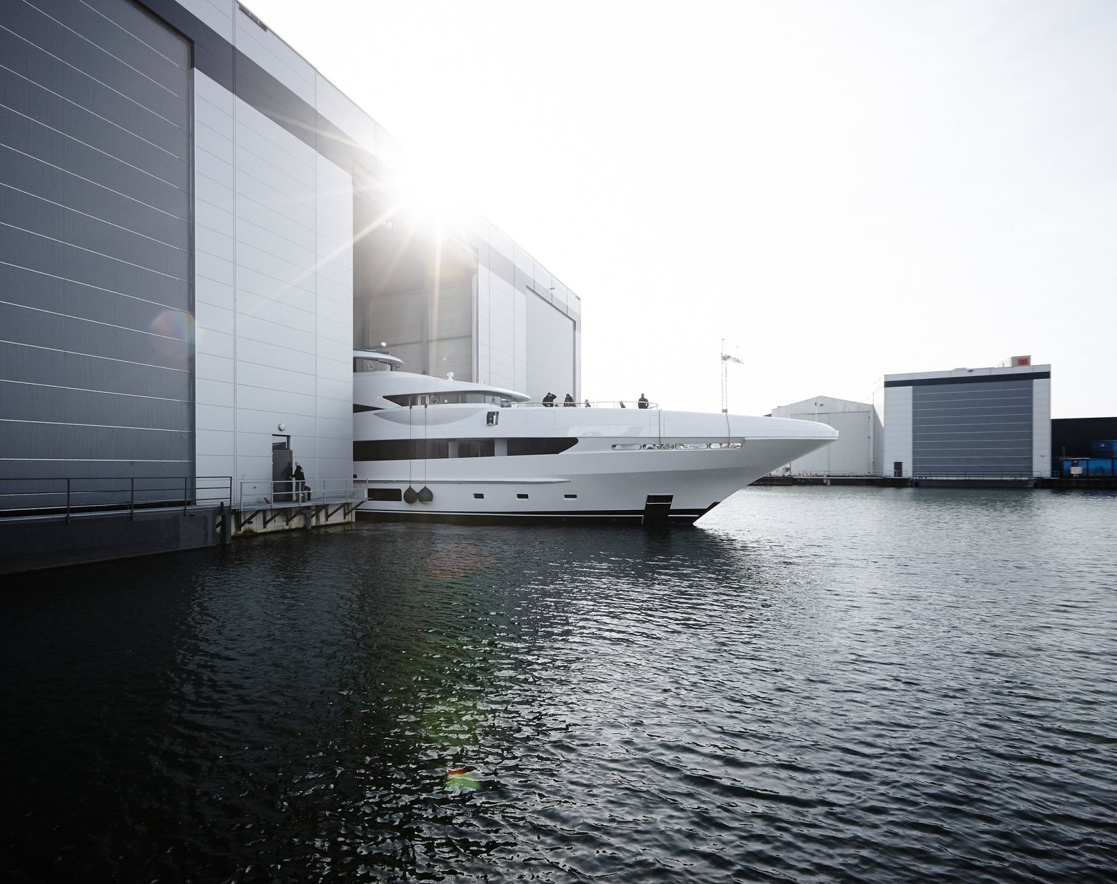 Heesen Yacht 16551 going out of the shed for the first time. ©Dick Holthuis International Yacht Photographer