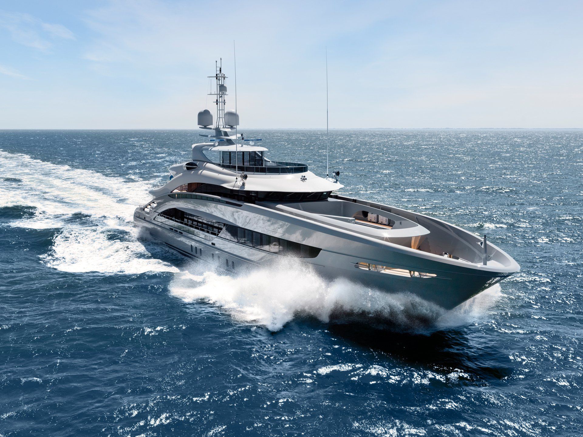 Heesen Yacht 18350 during the sea trials. ©Dick Holthuis International Yacht photographer.
