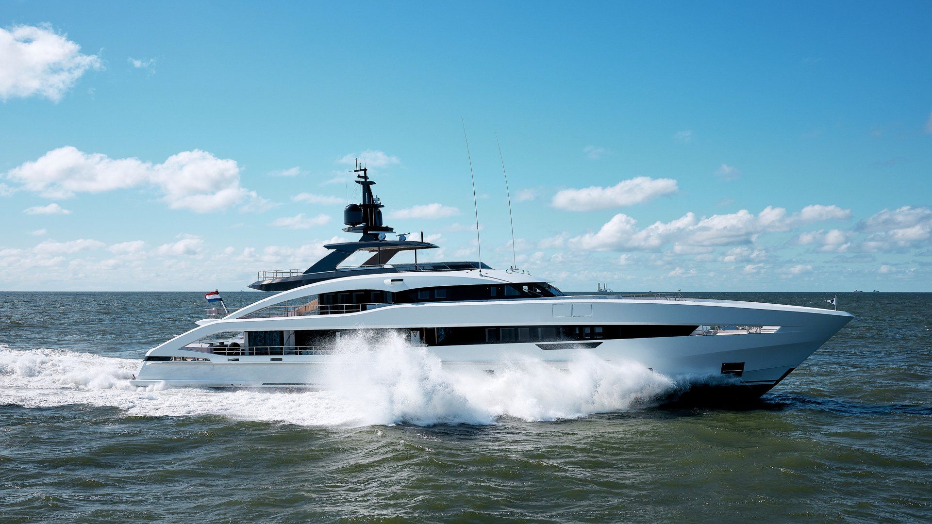 Heesen Yacht 18950 during the sea trials.  ©Dick Holthuis International Yacht Photographer