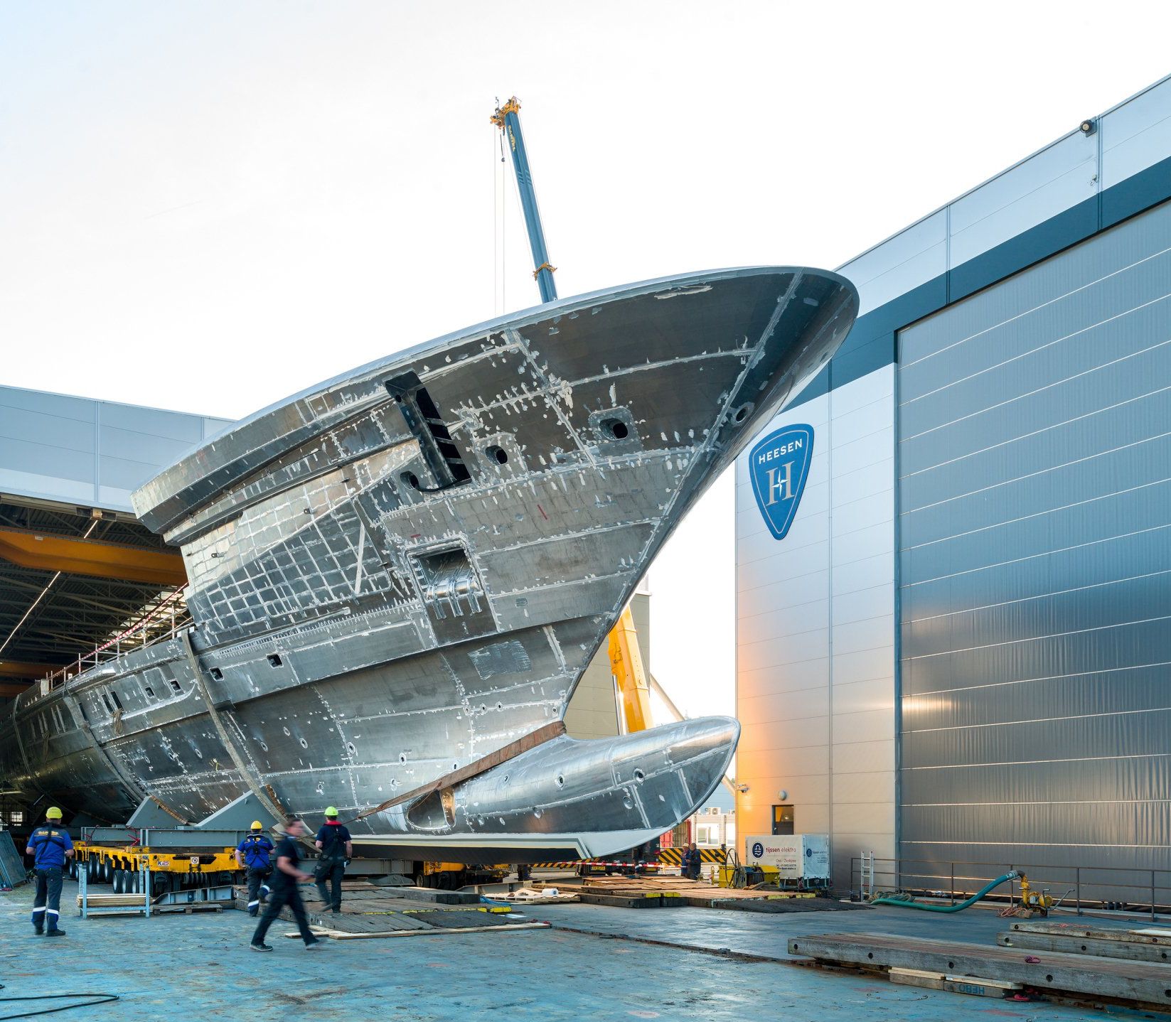 Heesen Yacht 19480 transport of the finished hull for joining. ©Dick Holthuis International Yacht Photographer