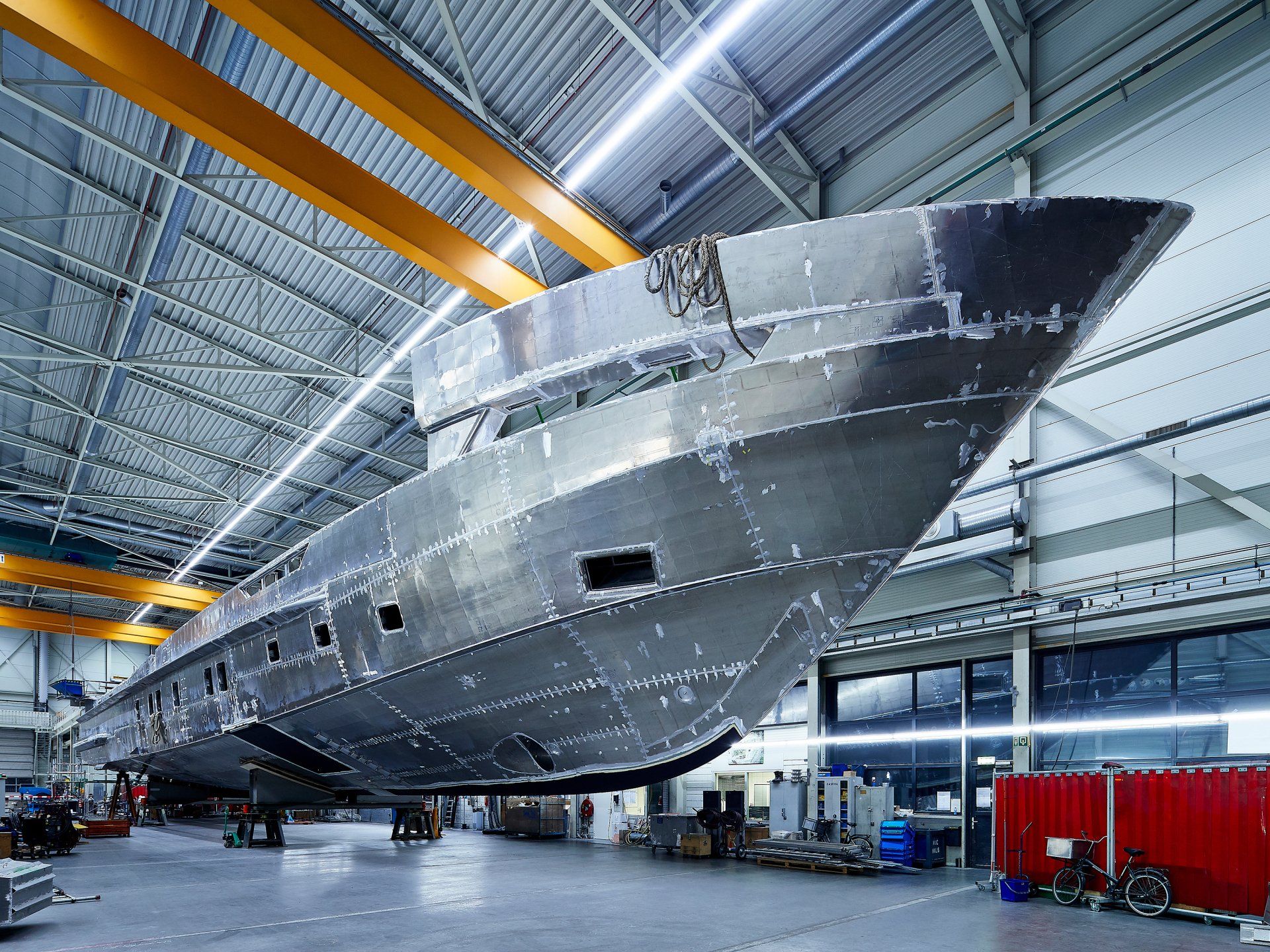 Heesen Yacht 19850 waiting for joining with the superstructure. ©Dick Holthuis International Yacht Photographer