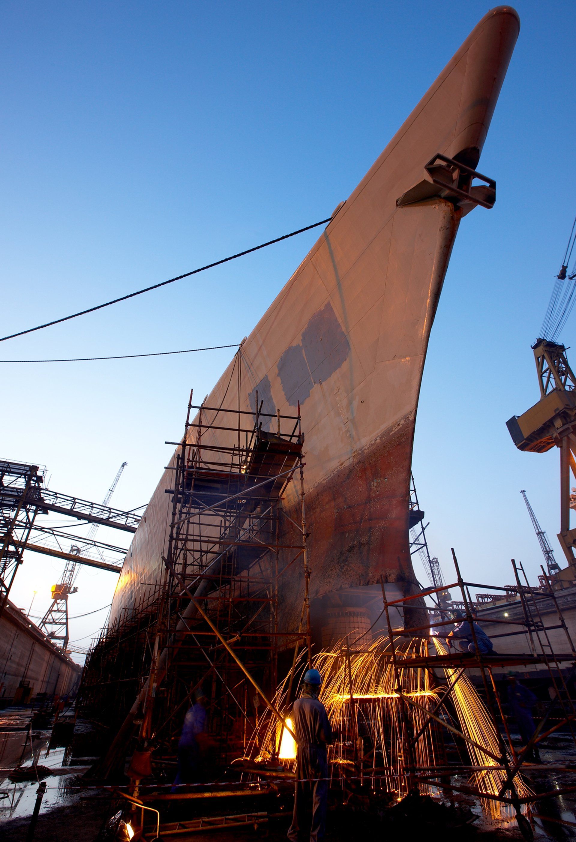 Transformation from a navy frigate to M/Y Yas in Abu Dhabi U.A.E. 2008. ©Dick Holthuis International Yacht Photographer.