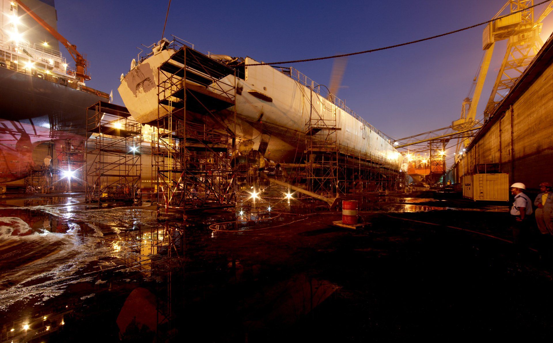 Transformation from a navy frigate to M/Y Yas in Abu Dhabi U.A.E. 2008. ©Dick Holthuis International Yacht Photographer.