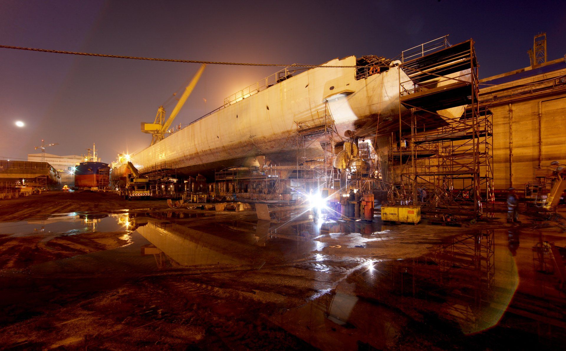 Transformation from a navy frigate to M/Y Yas in Abu Dhabi U.A.E. 2008. ©Dick Holthuis International Yacht Photographer.