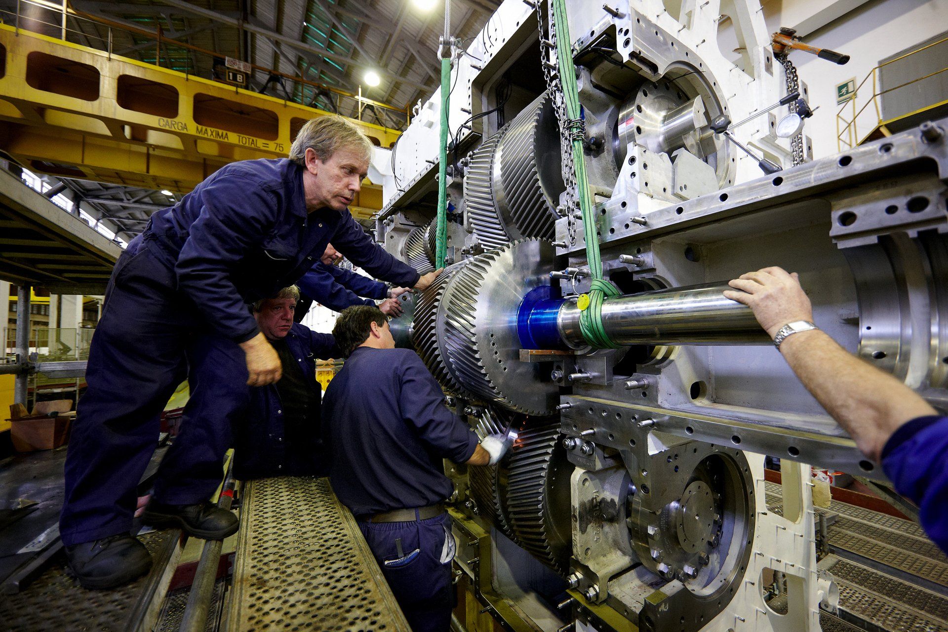 141m M/Y Yas Overhaul of the gearbox at Navantia, Ferrol, Spain. ©Dick Holthuis International Yacht Photographer.