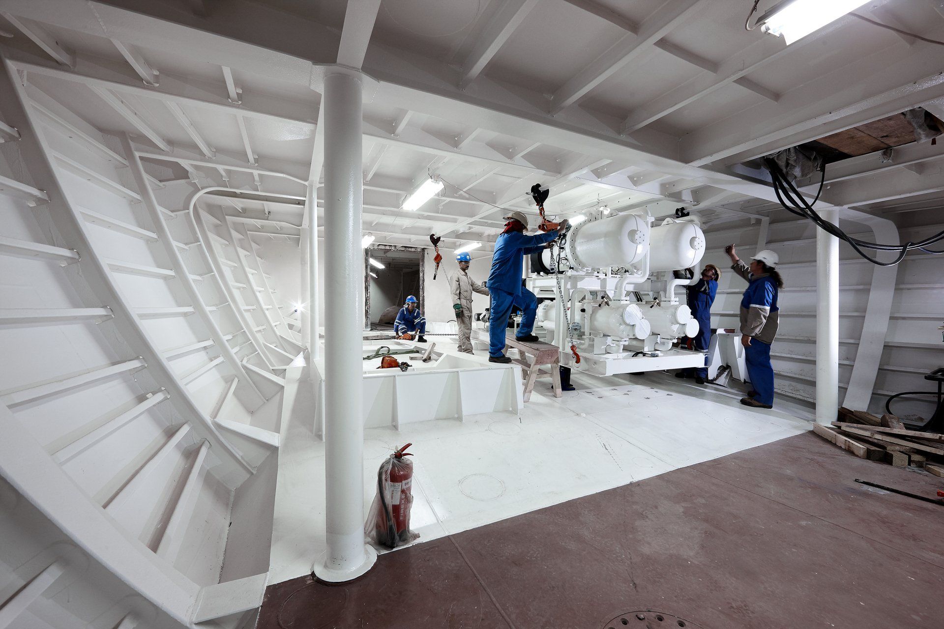 Transformation from a navy frigate to M/Y Yas in Abu Dhabi U.A.E. 2008. ©Dick Holthuis International Yacht Photographer.