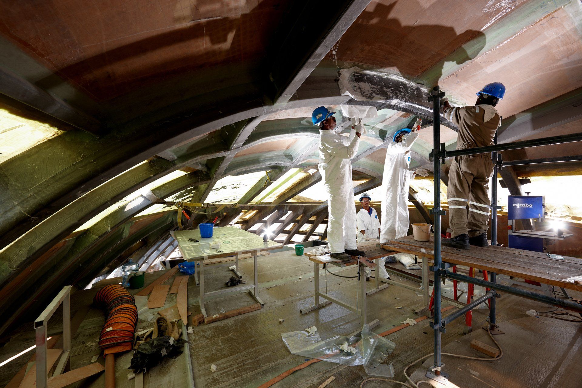 Transformation from a navy frigate to M/Y Yas in Abu Dhabi U.A.E. 2008. ©Dick Holthuis International Yacht Photographer.