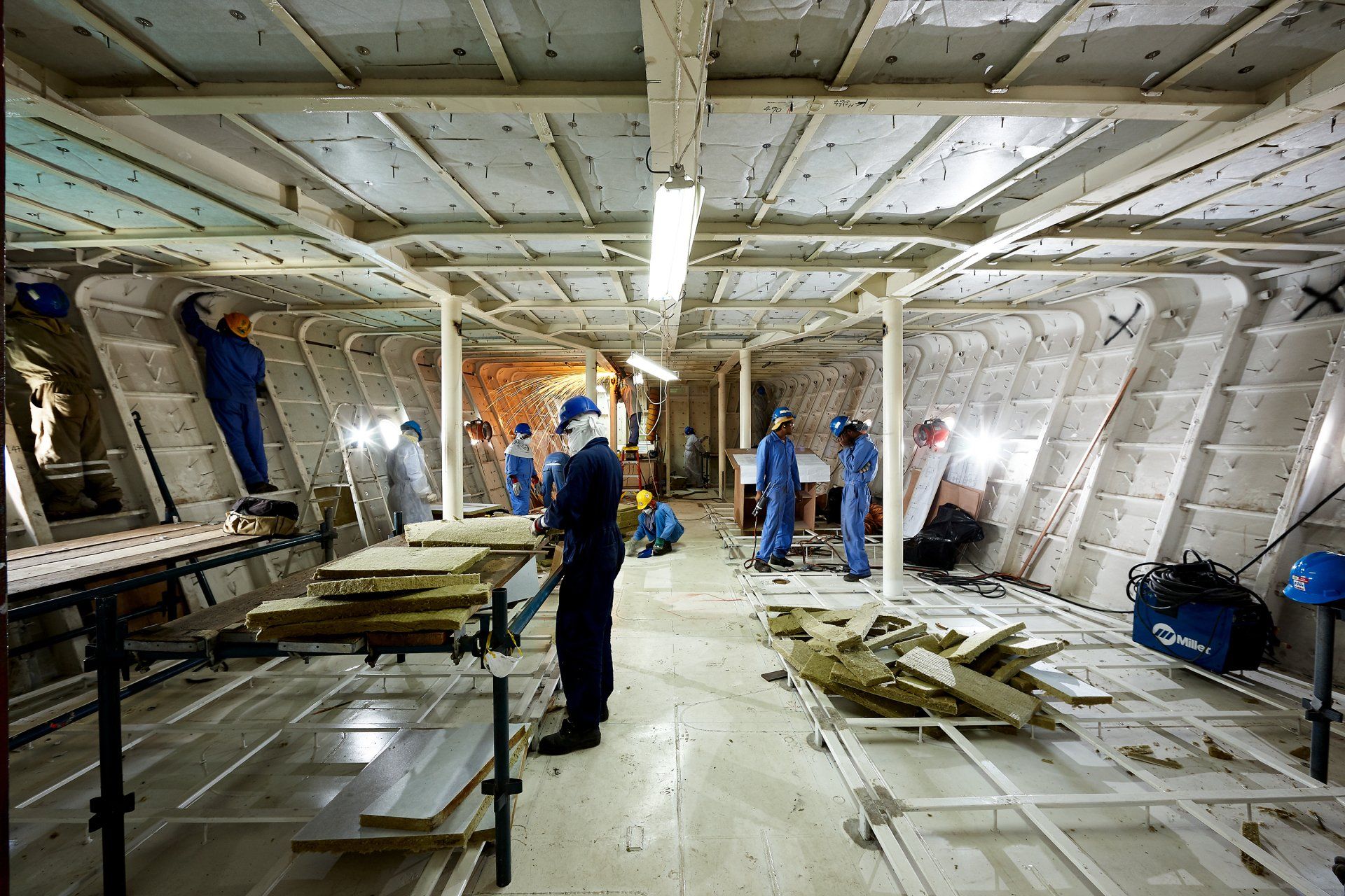 Transformation from a navy frigate to M/Y Yas in Abu Dhabi U.A.E. 2008. ©Dick Holthuis International Yacht Photographer.