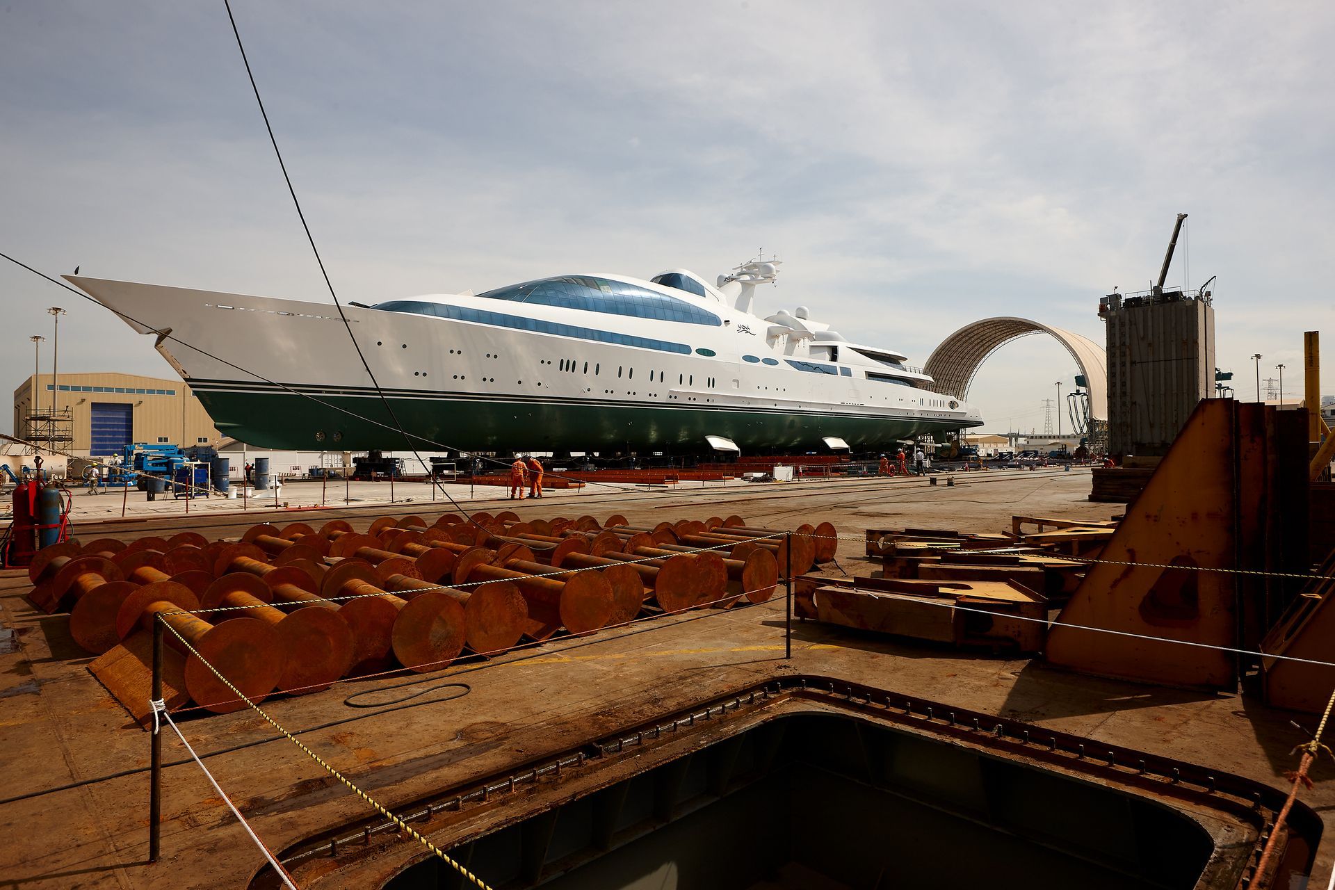 141m M/Y Yas during the launch in Abu Dhabi U.A.E. 2011. ©Dick Holthuis International Yacht Photographer.