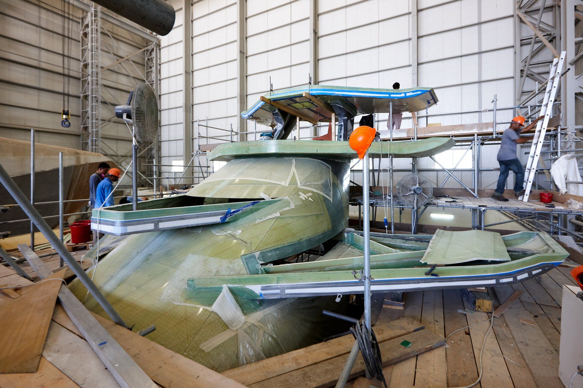 Transformation from a navy frigate to M/Y Yas in Abu Dhabi U.A.E. 2010. ©Dick Holthuis International Yacht Photographer.