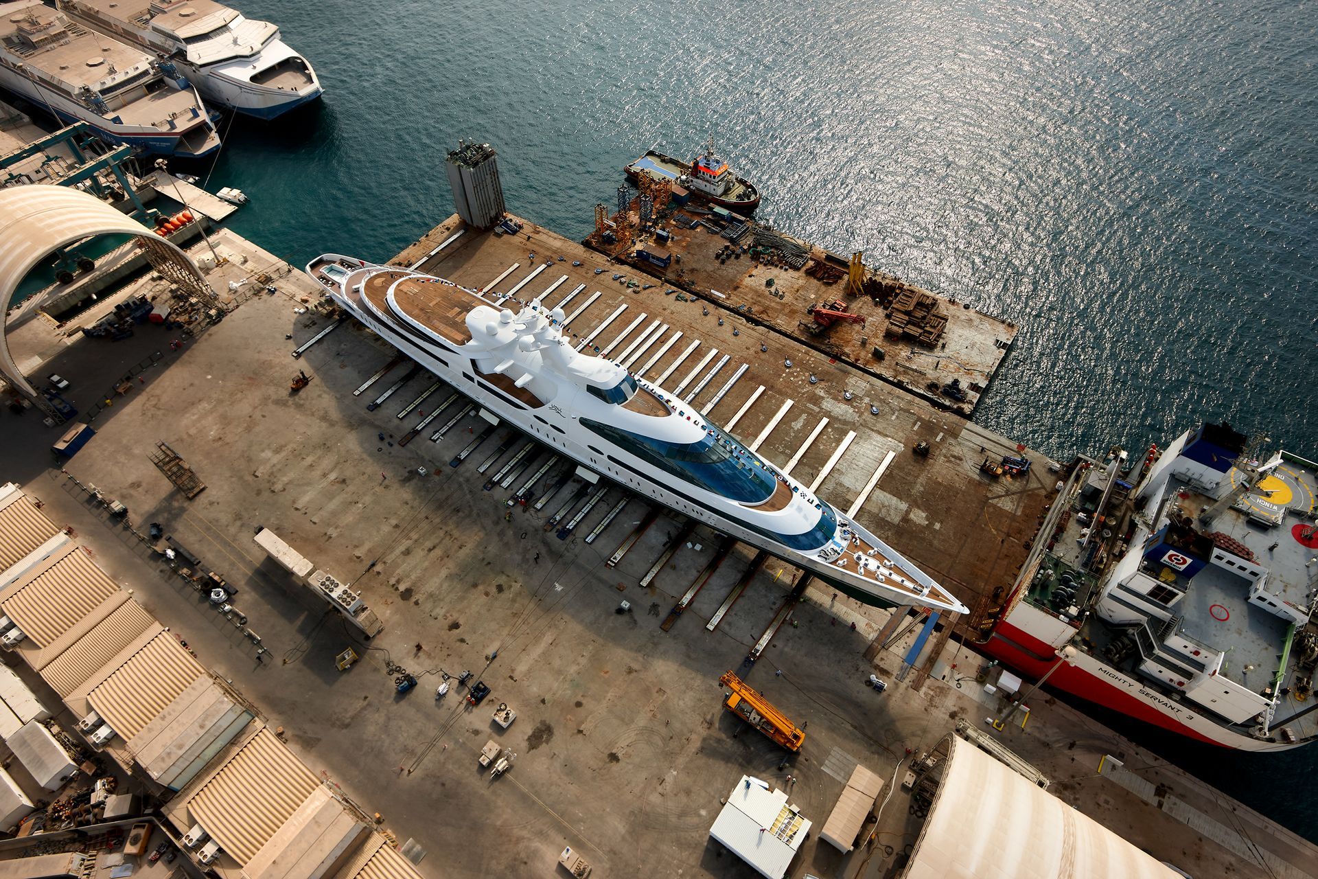 141m M/Y Yas during the launch in Abu Dhabi U.A.E. 2011. ©Dick Holthuis International Yacht Photographer.