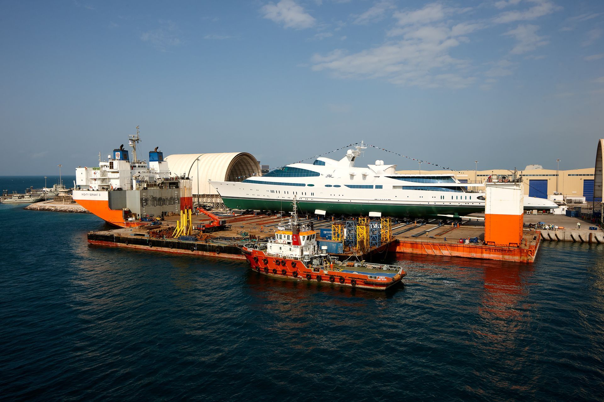 141m M/Y Yas during the launch in Abu Dhabi U.A.E. 2011. ©Dick Holthuis International Yacht Photographer.
