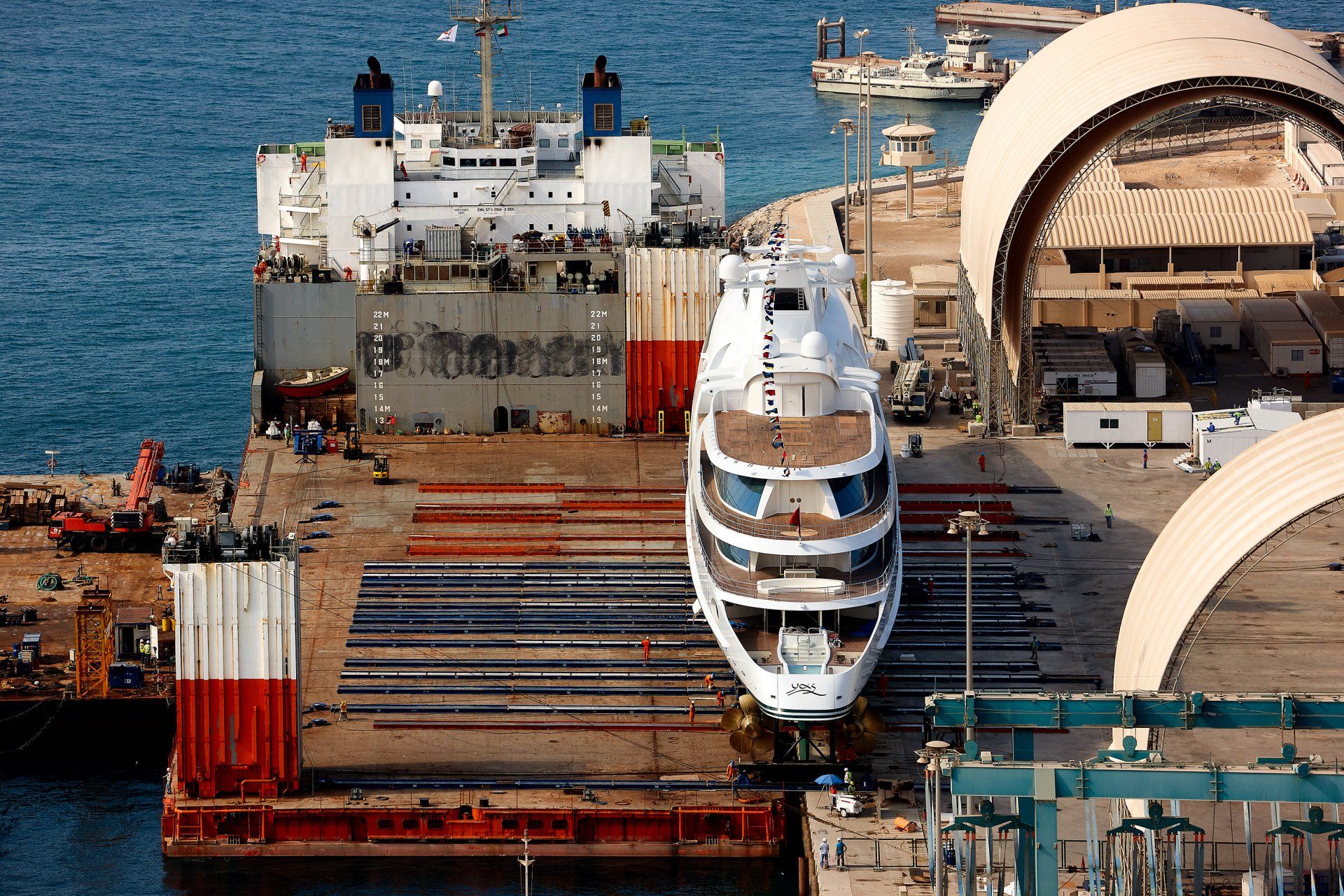 141m M/Y Yas during the launch in Abu Dhabi U.A.E. 2011. ©Dick Holthuis International Yacht Photographer.
