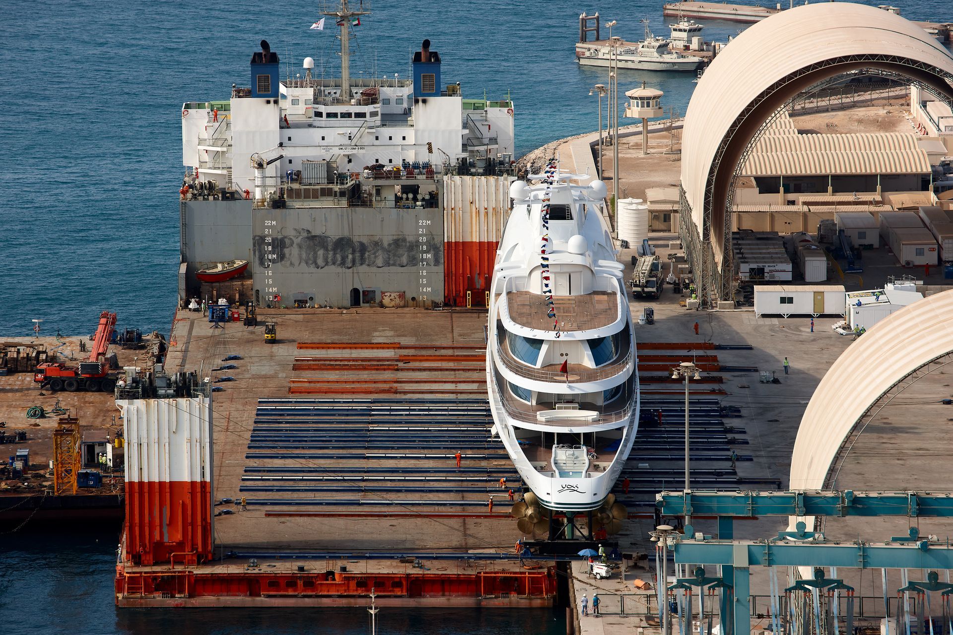141m M/Y Yas during the launch in Abu Dhabi U.A.E. 2011. ©Dick Holthuis International Yacht Photographer.