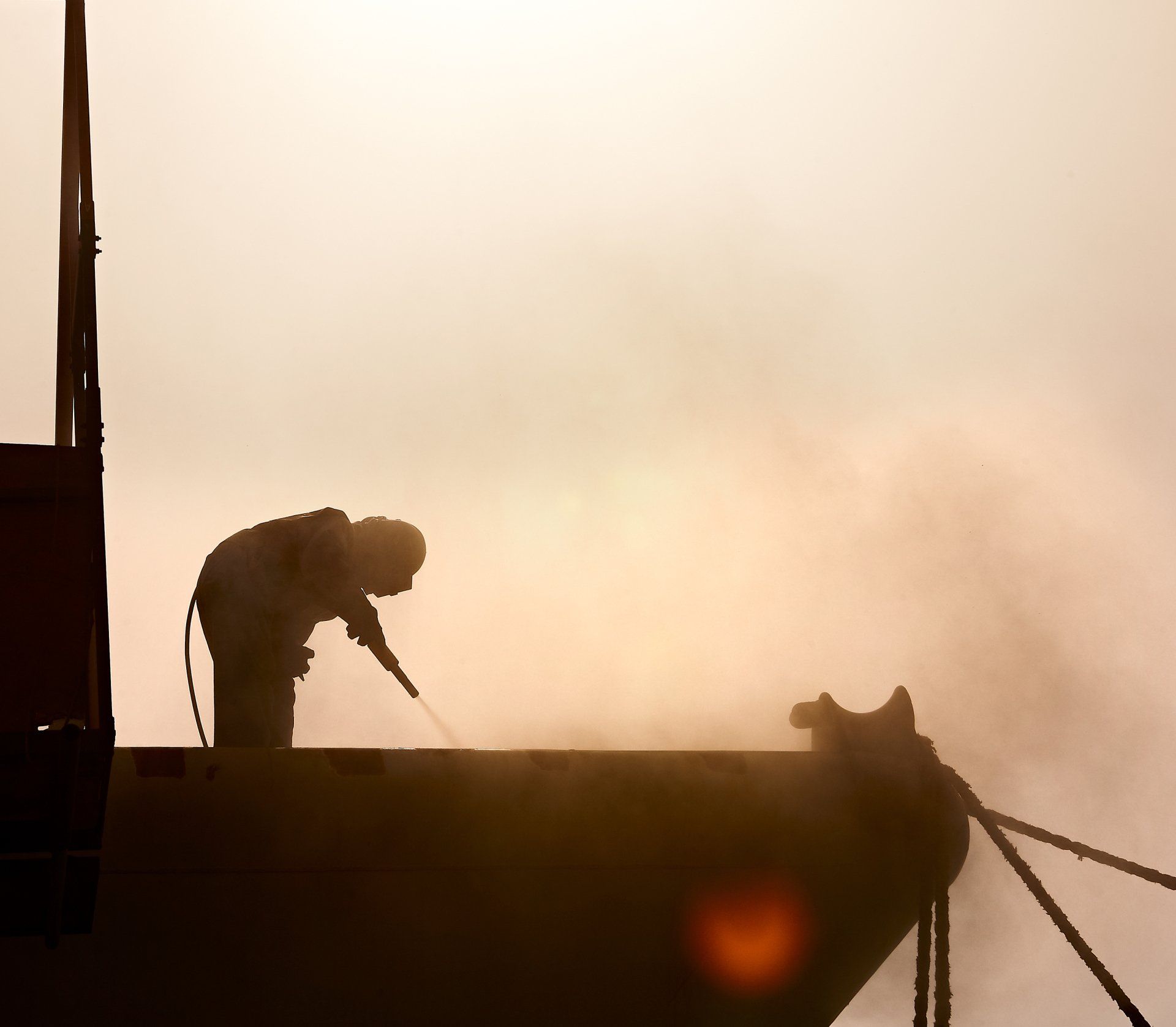Transformation from a navy frigate to M/Y Yas in Abu Dhabi U.A.E. 2008. ©Dick Holthuis International Yacht Photographer.