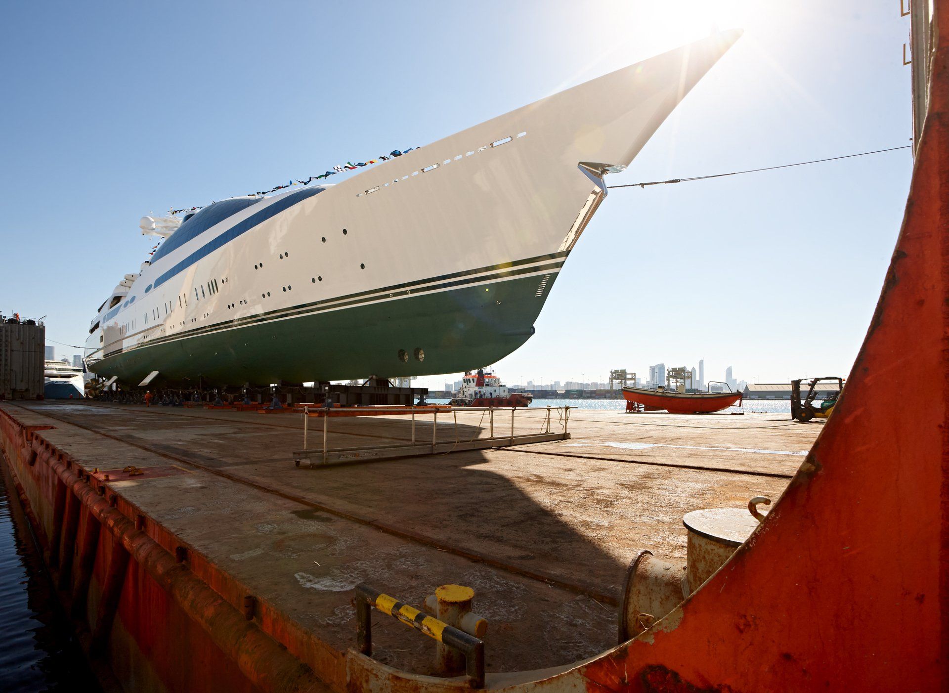 141m M/Y Yas during the launch in Abu Dhabi U.A.E. 2011. ©Dick Holthuis International Yacht Photographer.