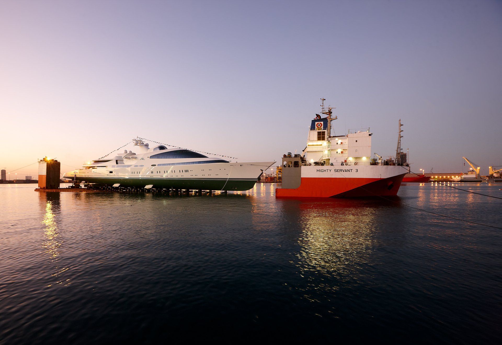 141m M/Y Yas during the launch in Abu Dhabi U.A.E. 2011. ©Dick Holthuis International Yacht Photographer.