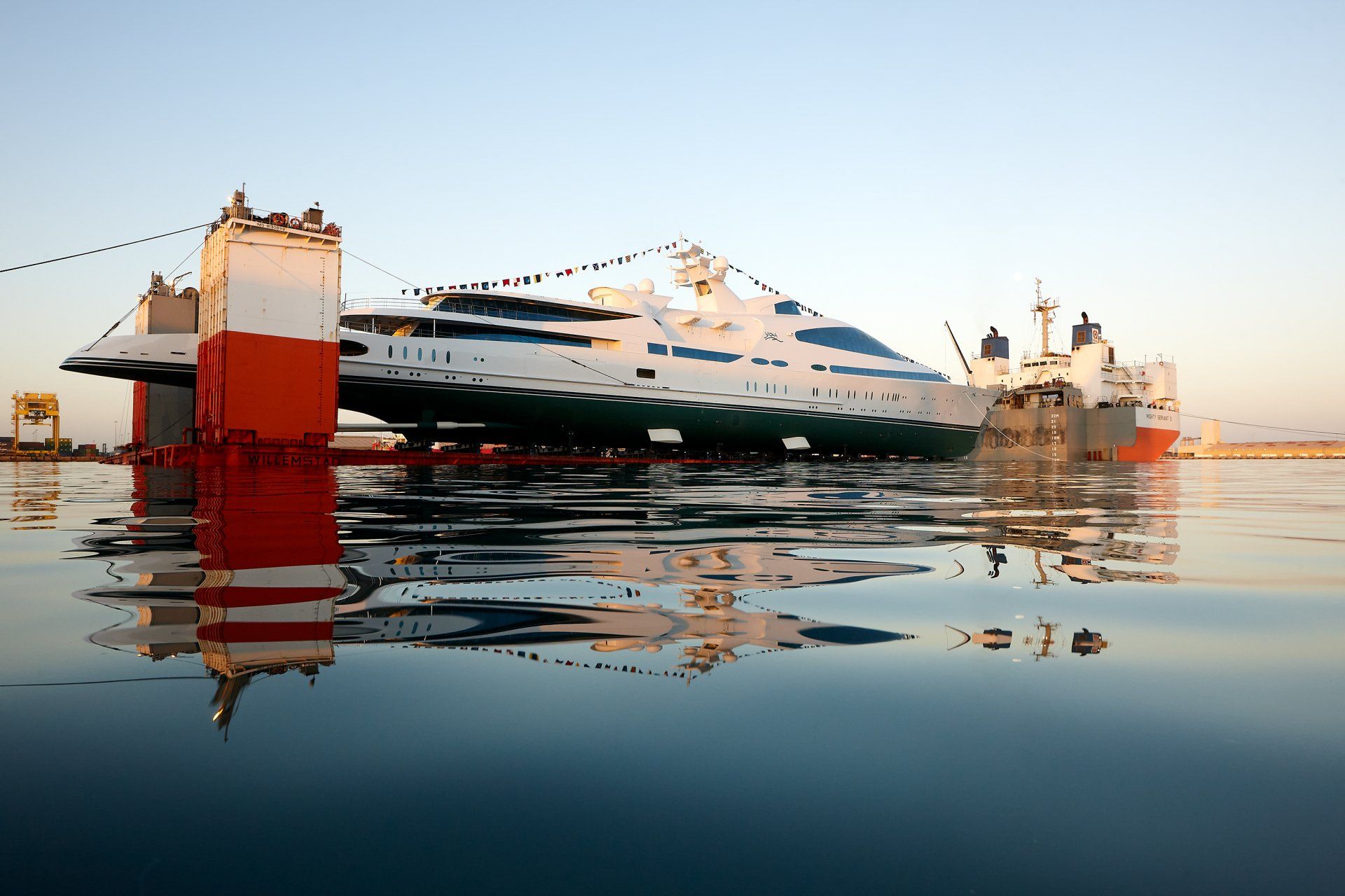 141m M/Y Yas during the launch in Abu Dhabi U.A.E. 2011. ©Dick Holthuis International Yacht Photographer.