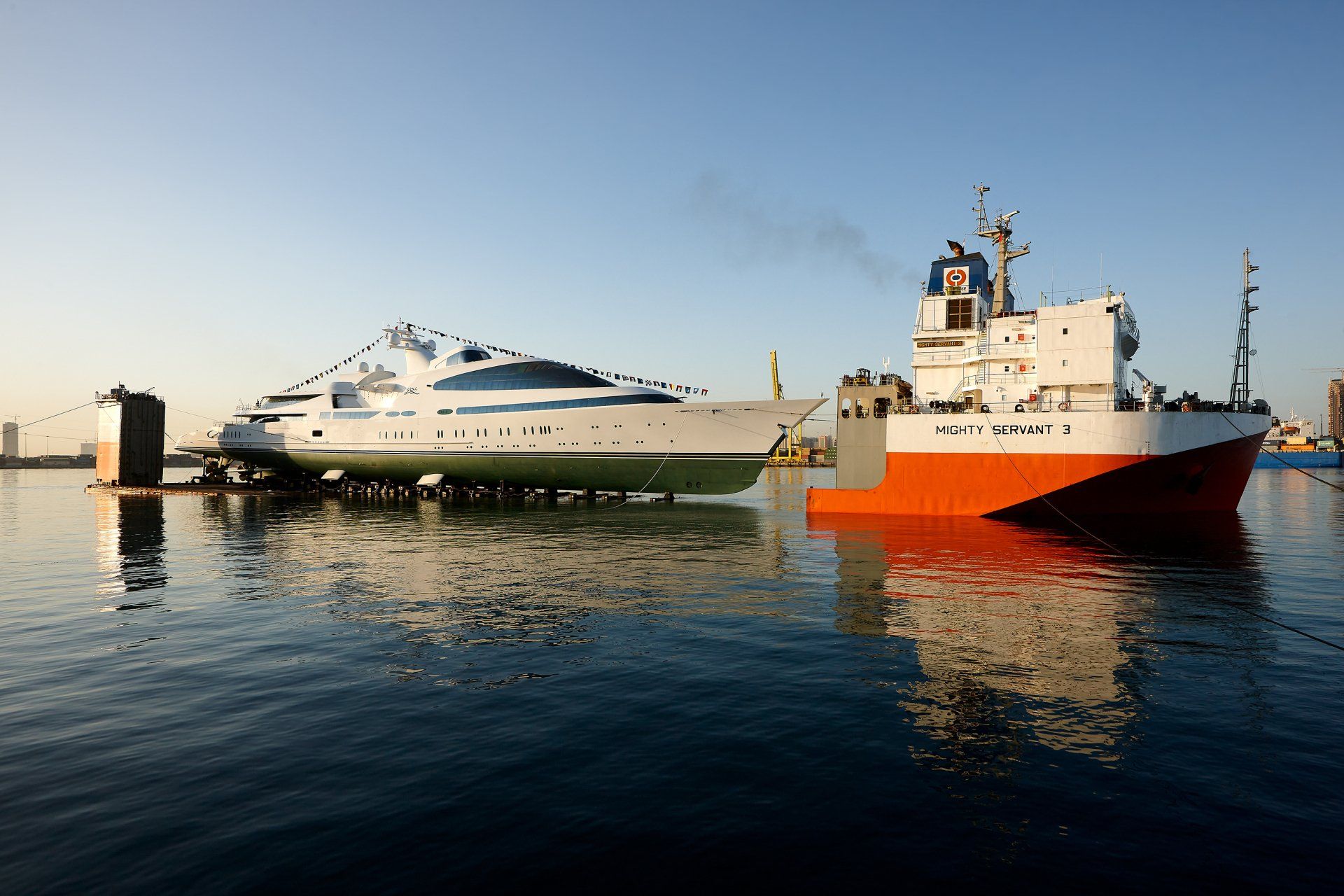 141m M/Y Yas during the launch in Abu Dhabi U.A.E. 2011. ©Dick Holthuis International Yacht Photographer.