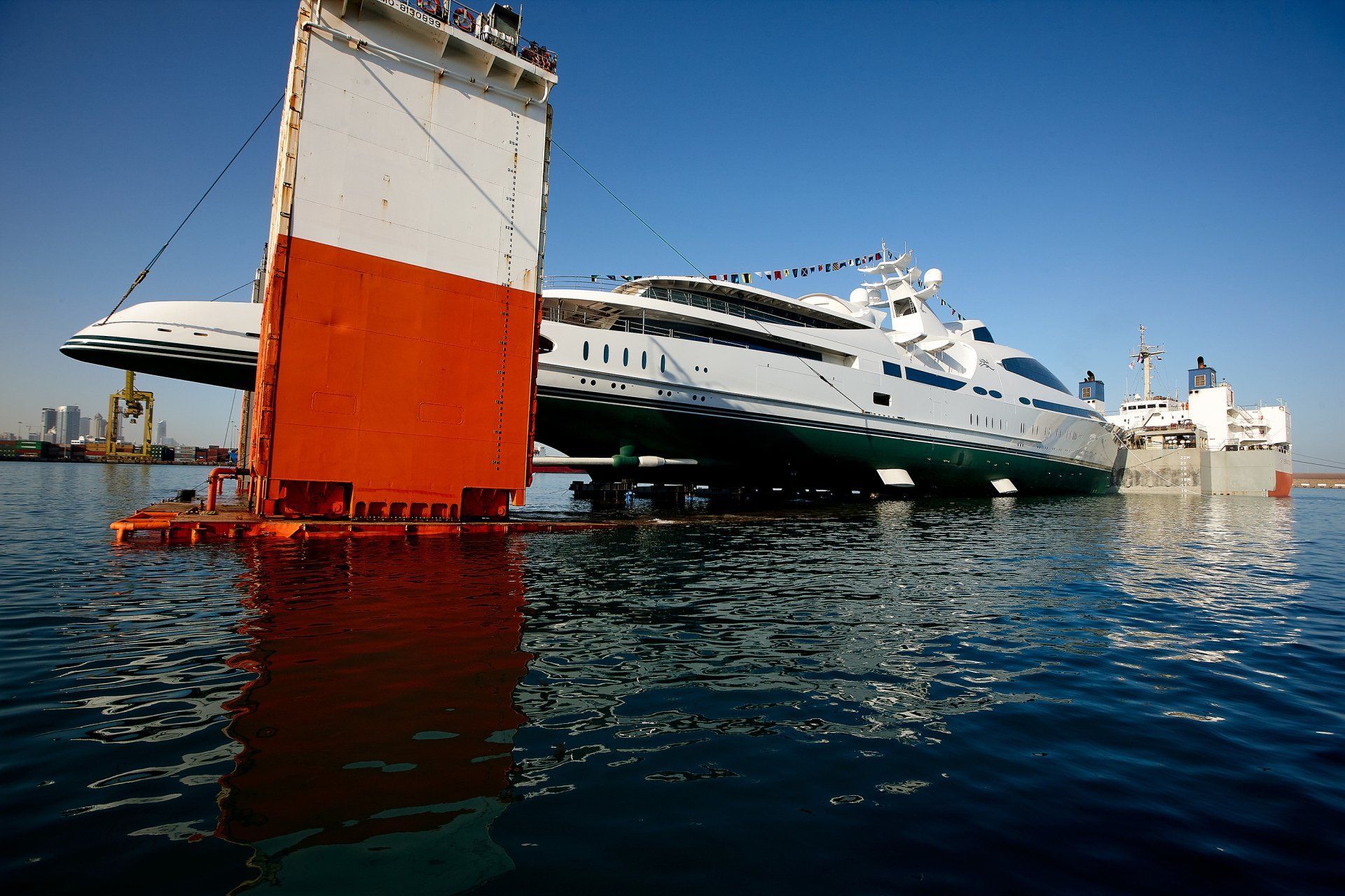 141m M/Y Yas during the launch in Abu Dhabi U.A.E. 2011. ©Dick Holthuis International Yacht Photographer.