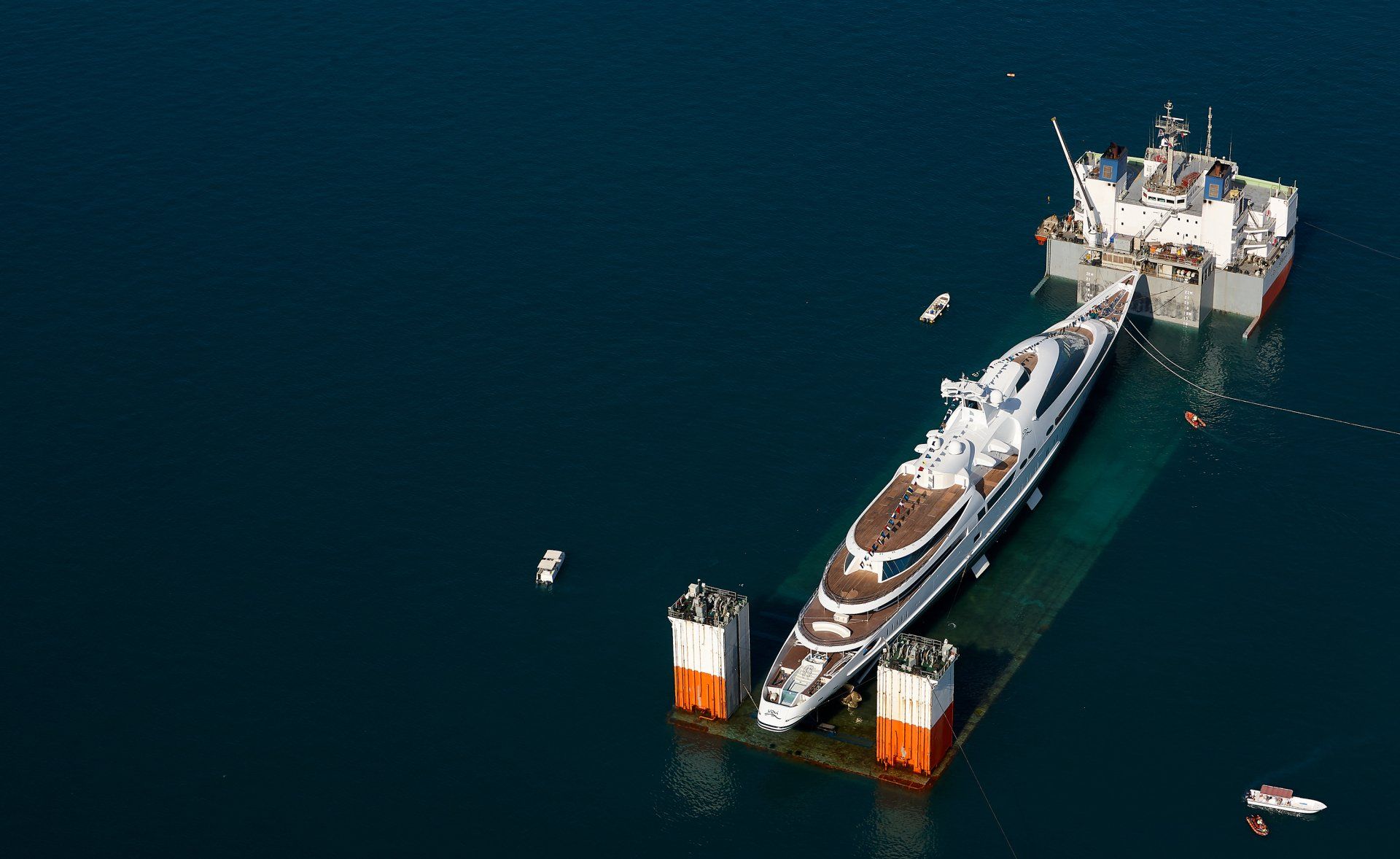 141m M/Y Yas during the launch in Abu Dhabi U.A.E. 2011. ©Dick Holthuis International Yacht Photographer.
