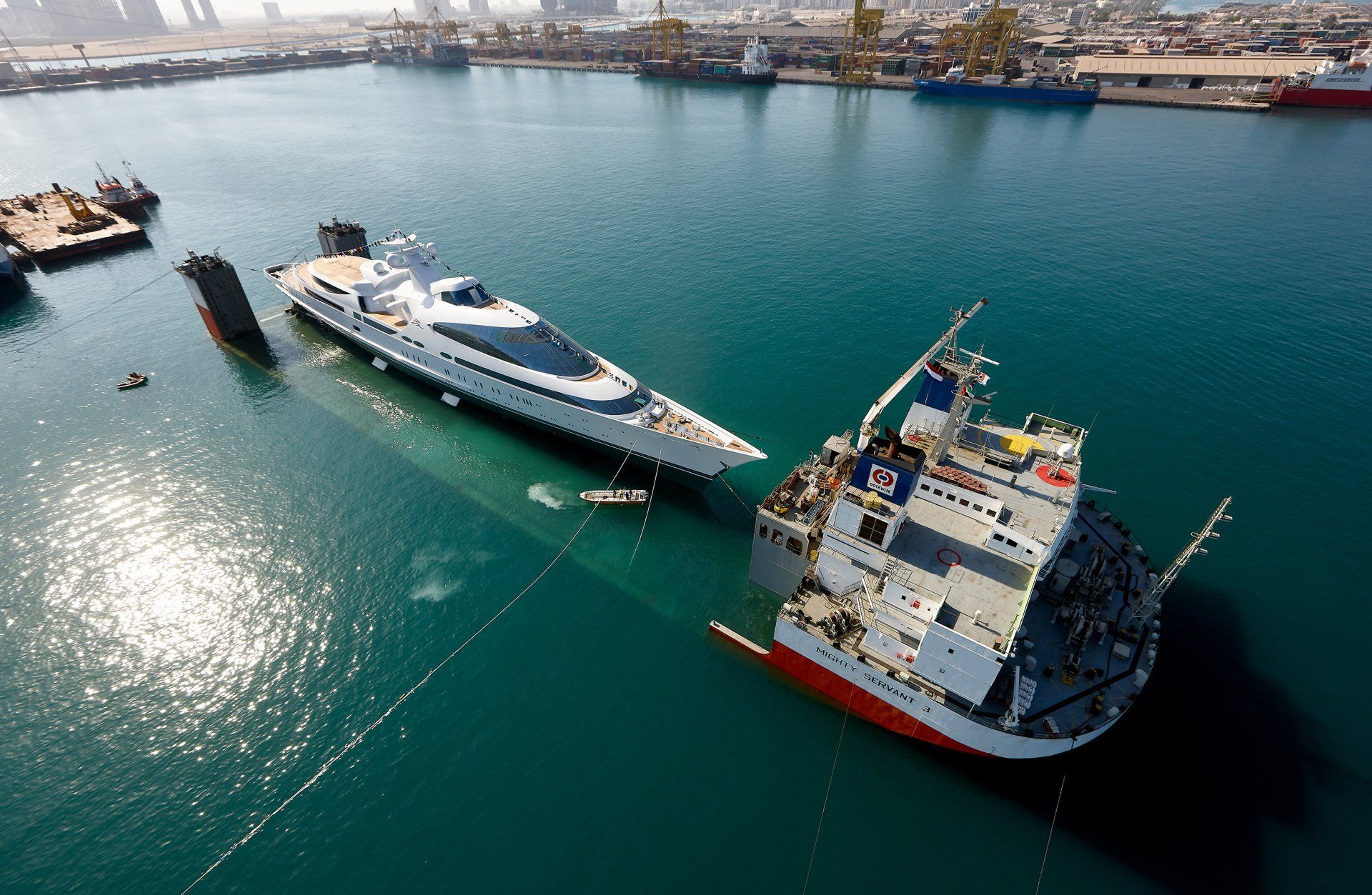 141m M/Y Yas during the launch in Abu Dhabi U.A.E. 2011. ©Dick Holthuis International Yacht Photographer.