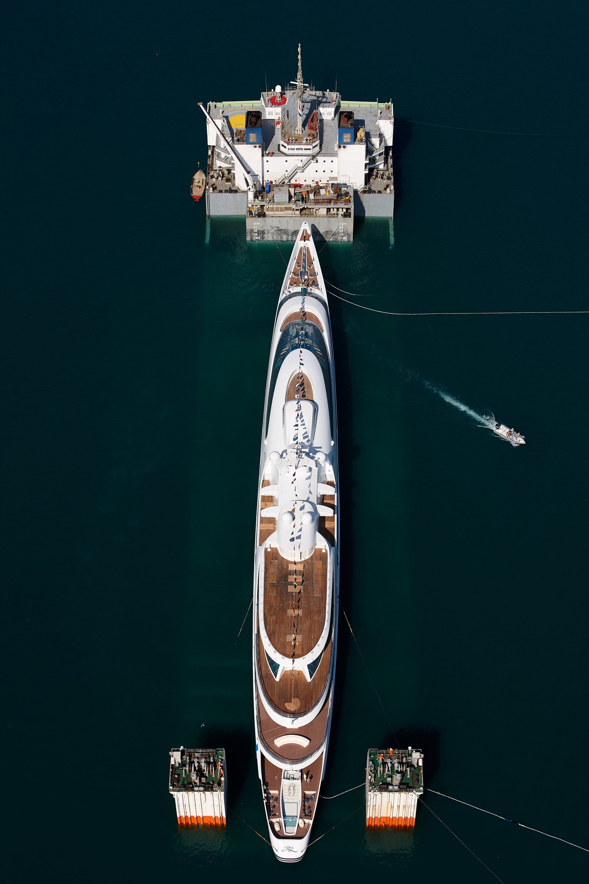 141m M/Y Yas during the launch in Abu Dhabi U.A.E. 2011. ©Dick Holthuis International Yacht Photographer.