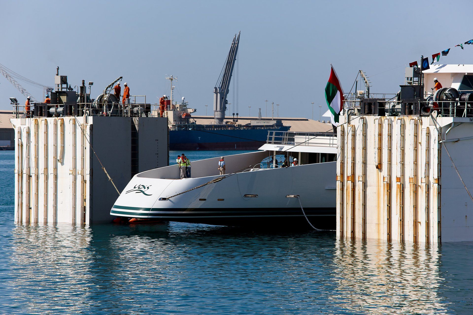 141m M/Y Yas during the launch in Abu Dhabi U.A.E. 2011. ©Dick Holthuis International Yacht Photographer.
