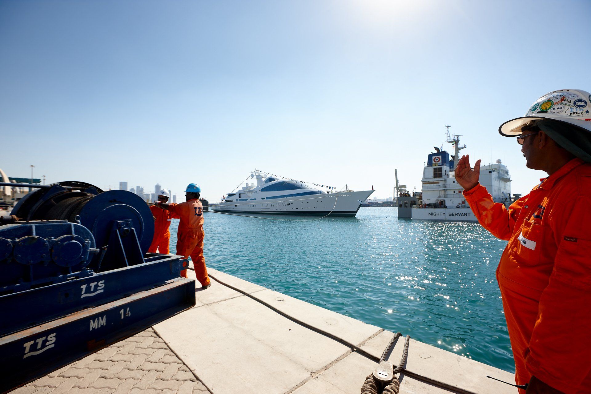 141m M/Y Yas during the launch in Abu Dhabi U.A.E. 2011. ©Dick Holthuis International Yacht Photographer.