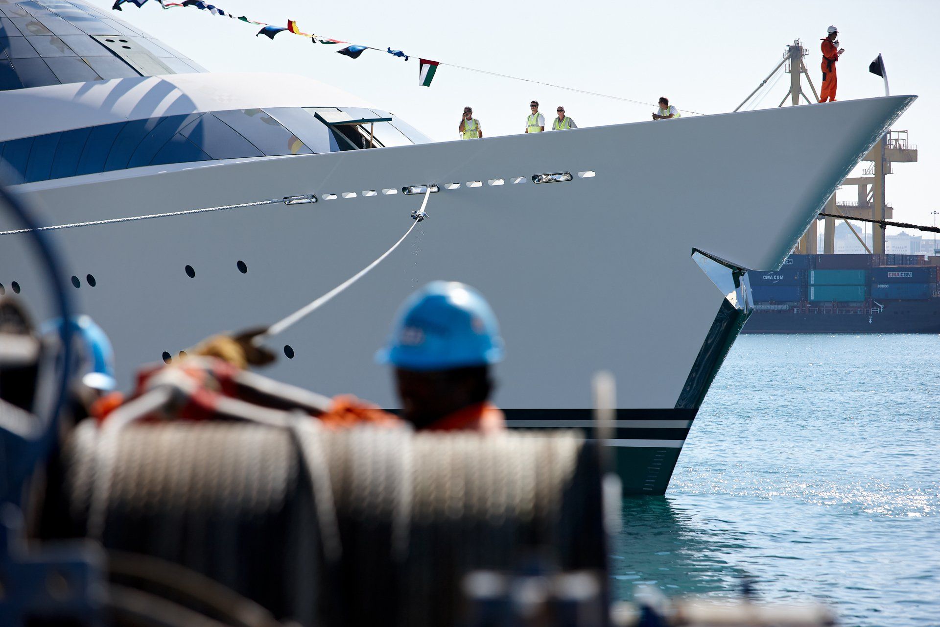 141m M/Y Yas during the launch in Abu Dhabi U.A.E. 2011. ©Dick Holthuis International Yacht Photographer.