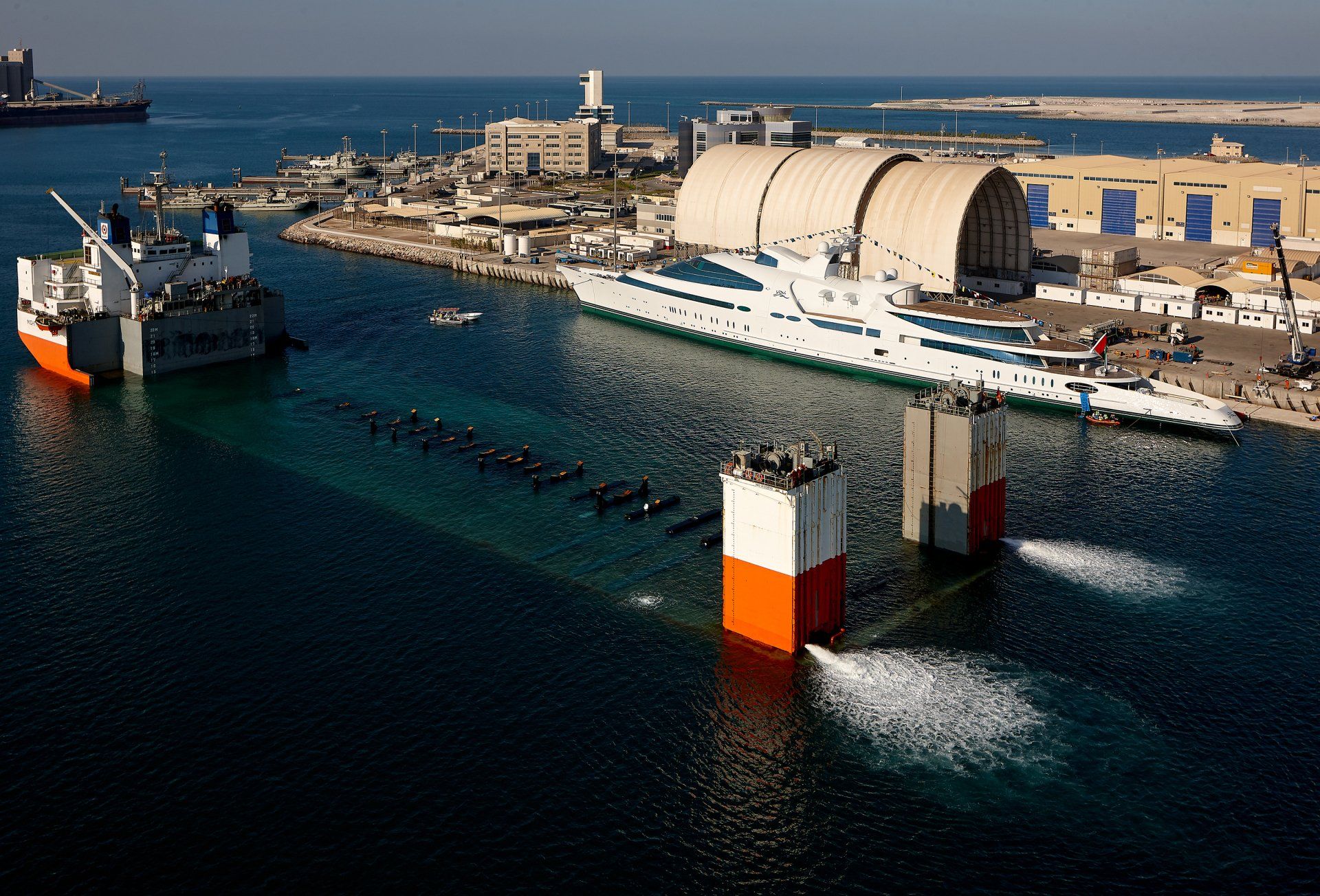 141m M/Y Yas during the launch in Abu Dhabi U.A.E. 2011. ©Dick Holthuis International Yacht Photographer.