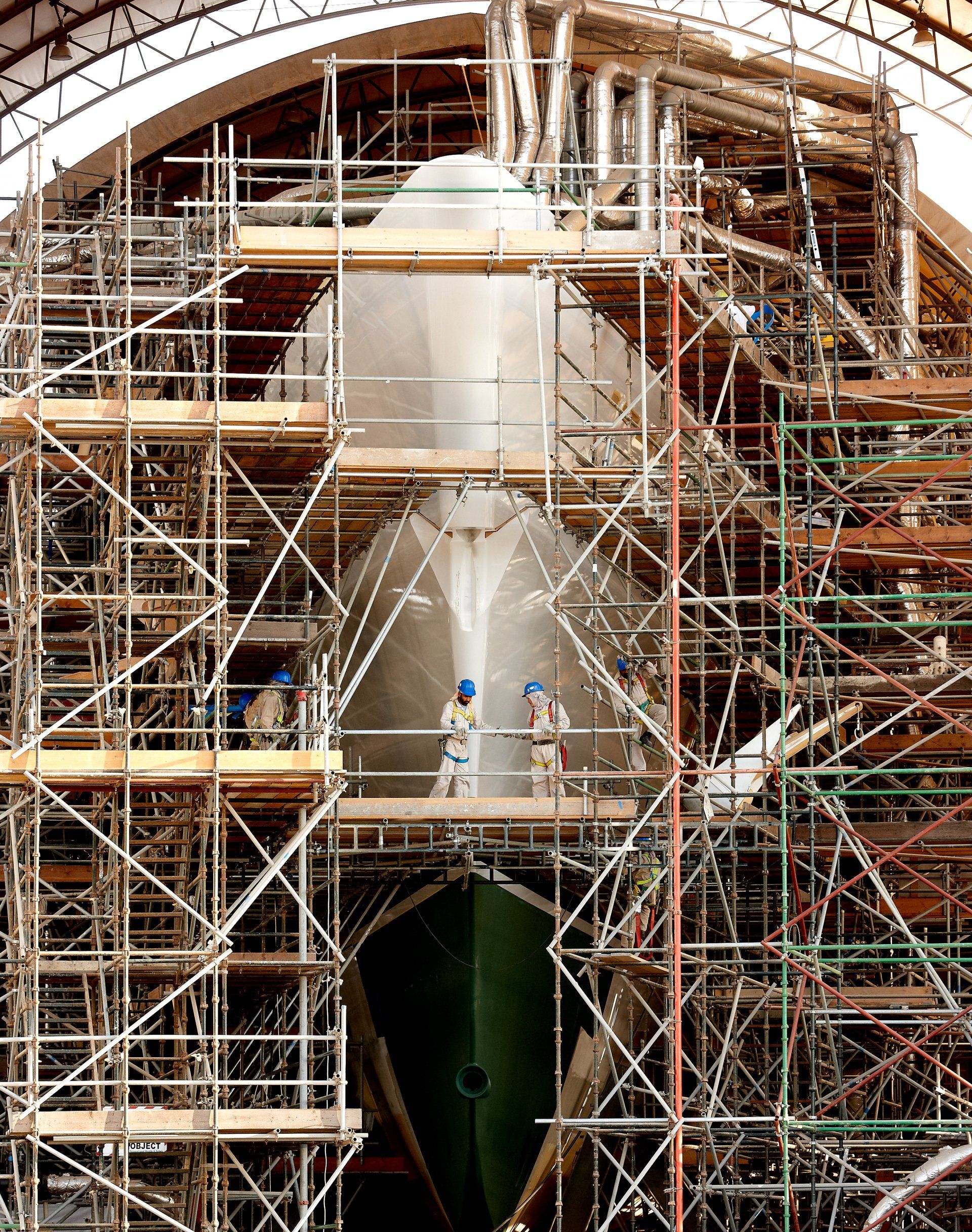 Transformation from a navy frigate to M/Y Yas in Abu Dhabi U.A.E. 2010. ©Dick Holthuis International Yacht Photographer.